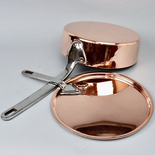 French Copper Deep Saute Pan And Cover