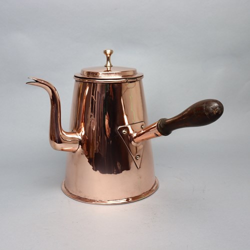 Large, English Copper Chocolate Or Coffee Pot