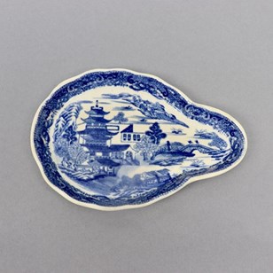 Blue Transfer Printed Lozenge Shaped Dish