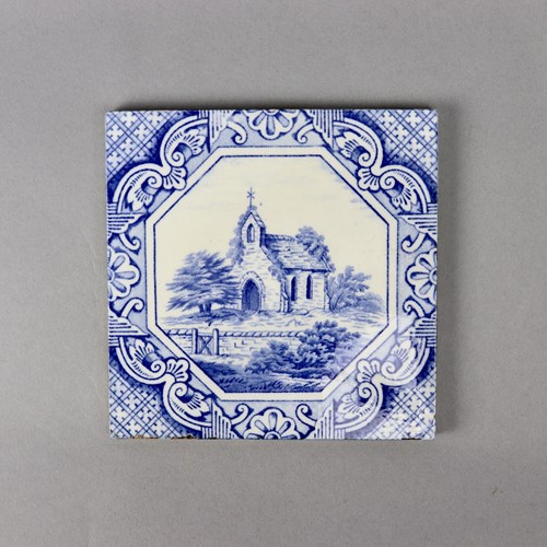 Minton Tile Printed With A Church