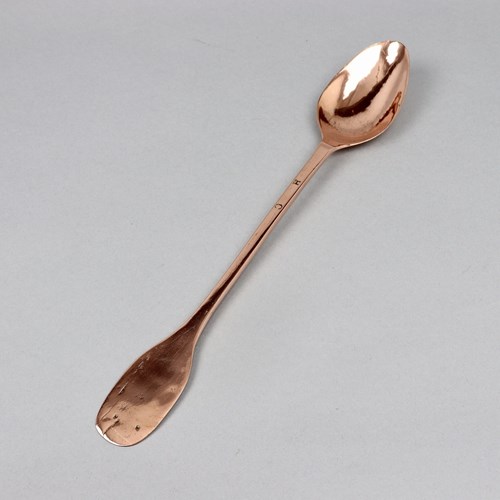 Double Ended, Copper Basting Spoon And Spatula