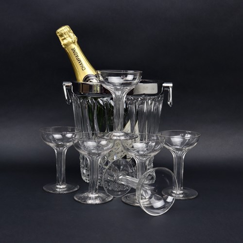 Set Of 6 Hollow Stem Champagne Coupes