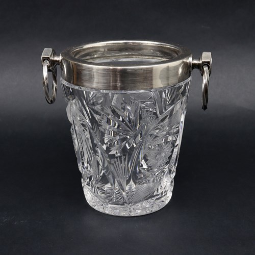 French Crystal Ice Bucket With Tongs