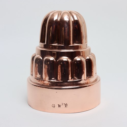 Large Copper Cake Mould Engraved "G.W.B"