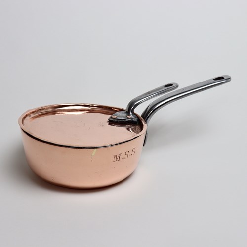 Small, English Copper Saute Pan And Cover