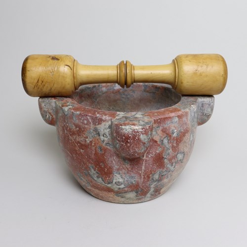 Wonderful Coloured, 18Th Century Marble Mortar