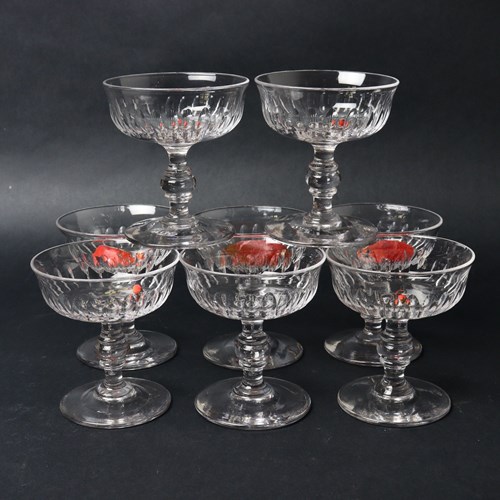 Set Of 8 French Crystal Champagne Coupes