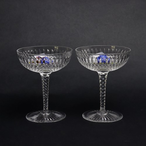 Pair Of French, Cut Crystal Champagne Coupes