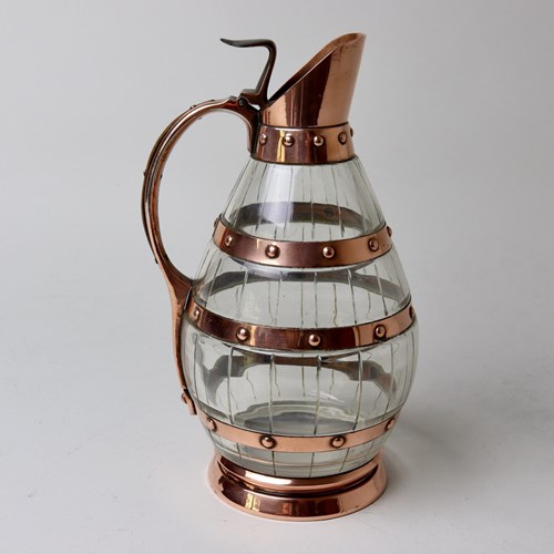 Copper Banded Crystal Jug Designed By Serrurier-Bovy