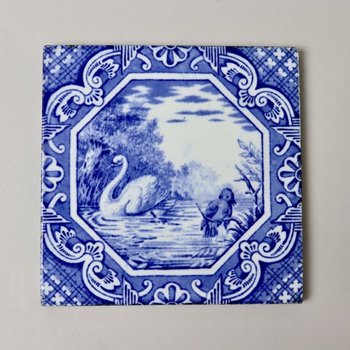 Minton Tile. "The Swan And The Crow"