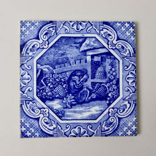 Minton Tile. "The Bear Amongst The Beehives"