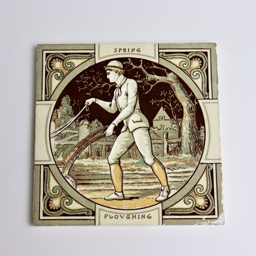 Minton Seasons Tile. "Spring. Ploughing"