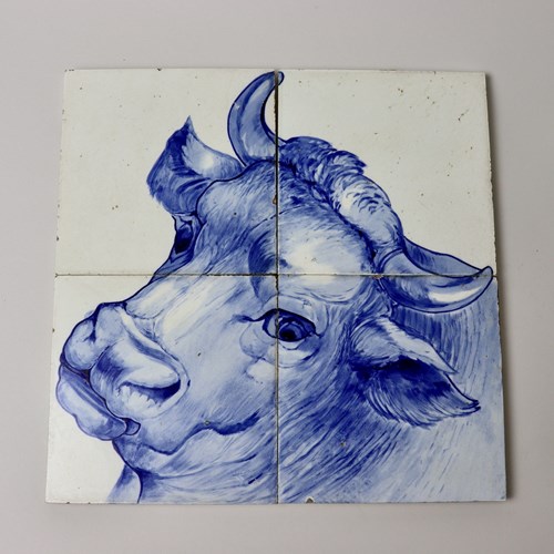 Flaxman Tiles Hand Painted With A Bulls Head