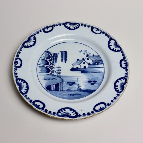 18Th Century, Blue & White, Dutch Delft Charger