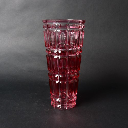 Red Overlay, Crystal Vase