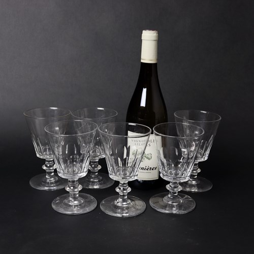 Set Of 6 French Crystal Wine Glasses