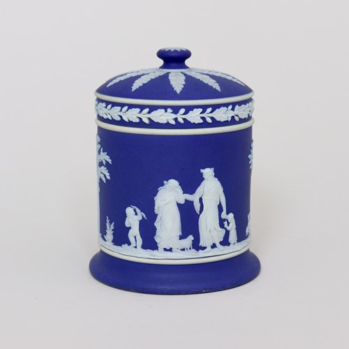 Wedgwood Dark Blue Jasper Cylindrical Box