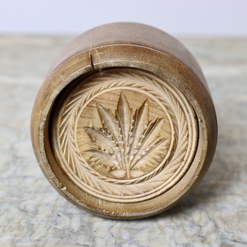 Beechwood Butter Mould Carved With A Leaf
