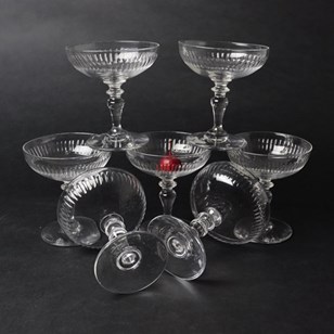Set Of 7 French Crystal Champagne C...