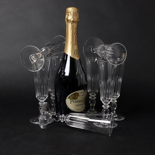Set Of 8 French Crystal Champagne Flutes