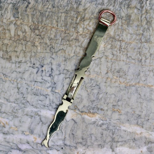 Unusual, Large, 19Th Century, Brass Tweezers