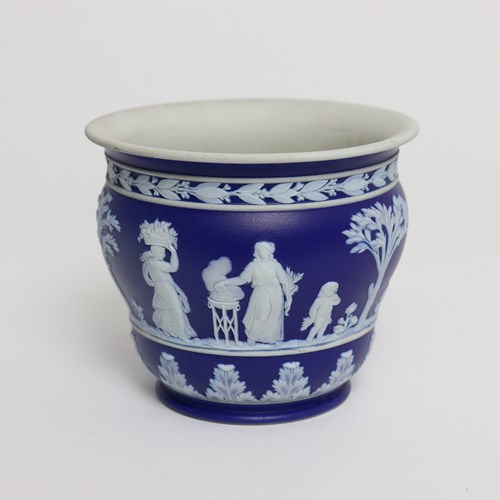 Small, Wedgwood Dark Blue Jasper Jardiniere