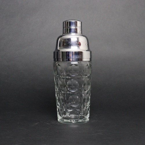 French Crystal Cocktail Shaker With Chrome Plated Mounts