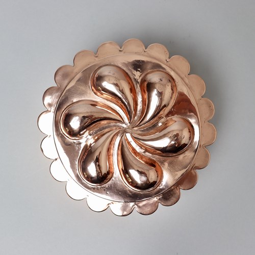 French Copper Mould With Swirling Design To Top