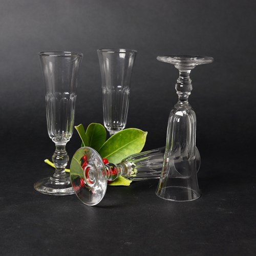 Set Of 4 French Crystal Champagne Flutes