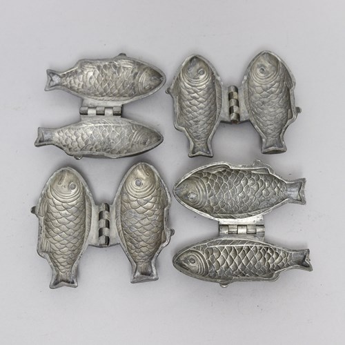 Small Pewter Moulds In The Shape Of Fish