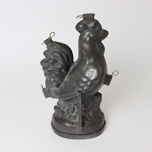 Large Pewter Mould In The Shape Of A Cockerel
