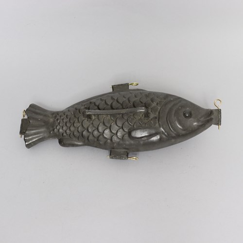 Large Pewter Ice Cream Mould In The Shape Of A Fish