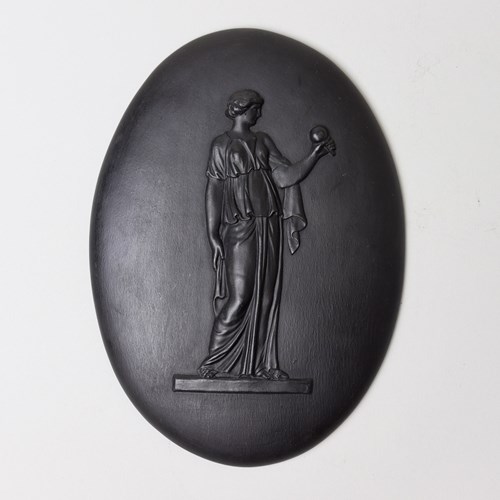 Wedgwood Basalt Plaque With Female Figure Holding A Rattle