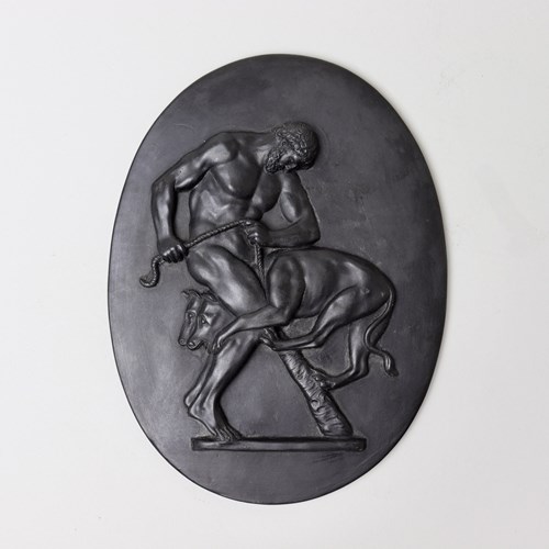 Wedgwood Basalt Plaque "Hercules And The Nemean Lion"