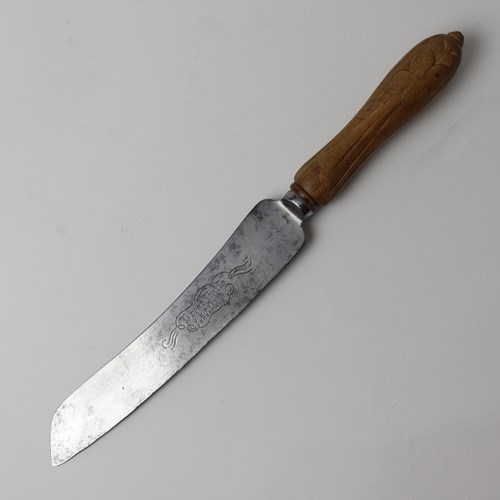 Steel Bread Knife, With Carved Wooden Handle, By J.H.Potter