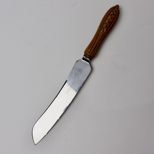 Stainless Steel Bread Knife, With Carved Sycamore Handle, By Wingfield Rowbotham