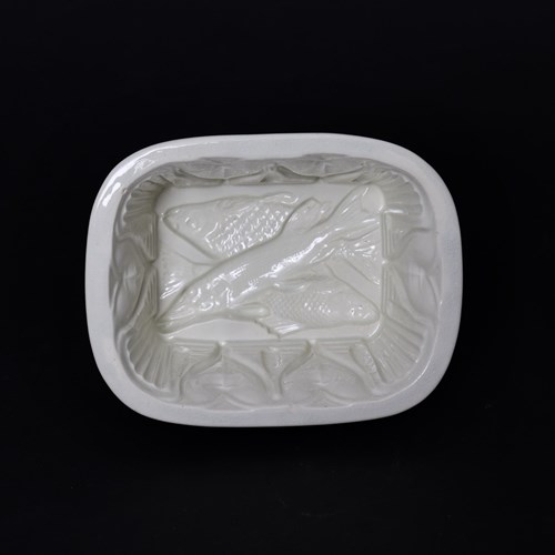 Ironstone Jelly Mould With Crossed Fish To Base