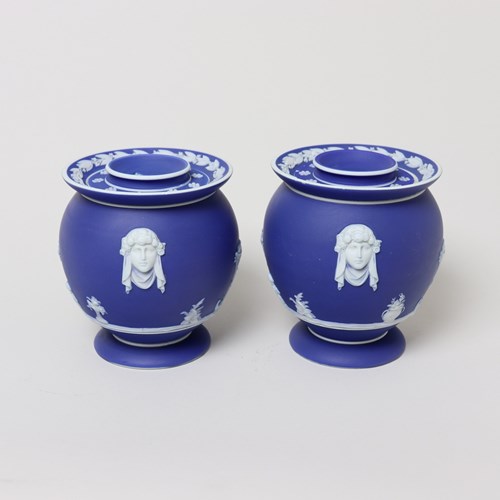 Rare, Wedgwood Jasperware, Ribbon Fumigator Pots