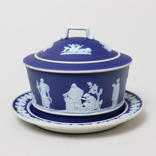 Wedgwood Dark Blue Jasper Dip Butter Dish