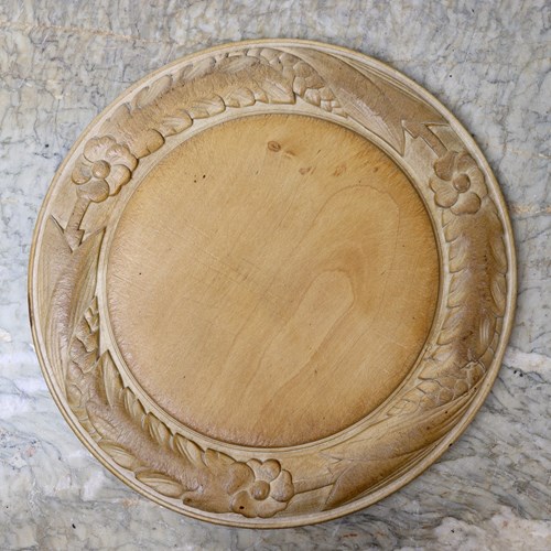 Sycamore Breadbard Carved With Flowers And Wheat