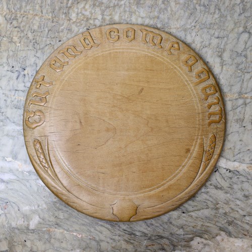 Small Sycamore Breadboard Carved With "Cut And Come Again"