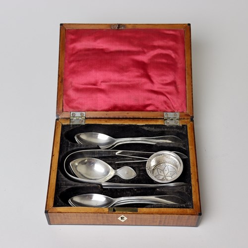 Dutch Silver Tea Making Set In Fitted Box