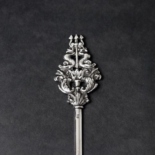 Silver Plated Skewer With Sturgeon And Trident Design