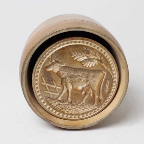 Large Butter Ejector Print Carved With A Cow