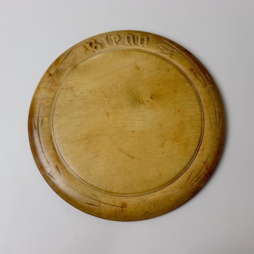 Small Sycamore Breadboard Carved With "Bread"