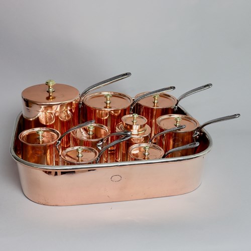 19Th Century, English Copper Bain Marie Set By Barron & Wilson