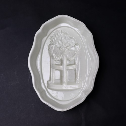 18Th Century, Creamware Mould Depicting Flaming Torcheres