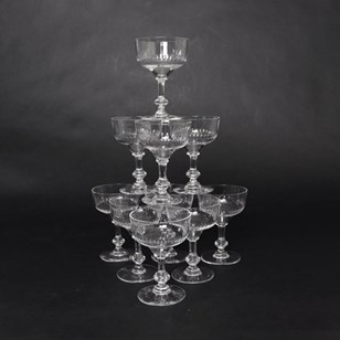 Set Of 10 French Crystal Champagne ...