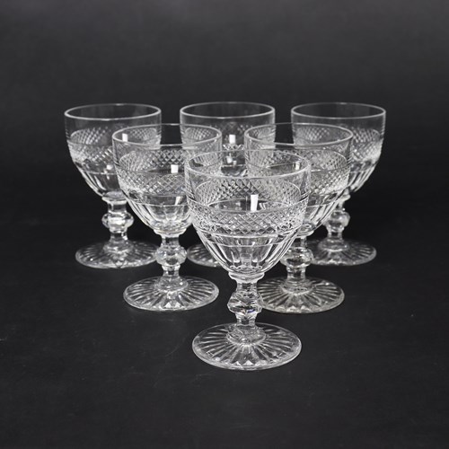 Set Of Six St. Louis Crystal Red Wine Glasses