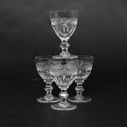 Set Of 4 St. Louis Crystal Claret Glasses
